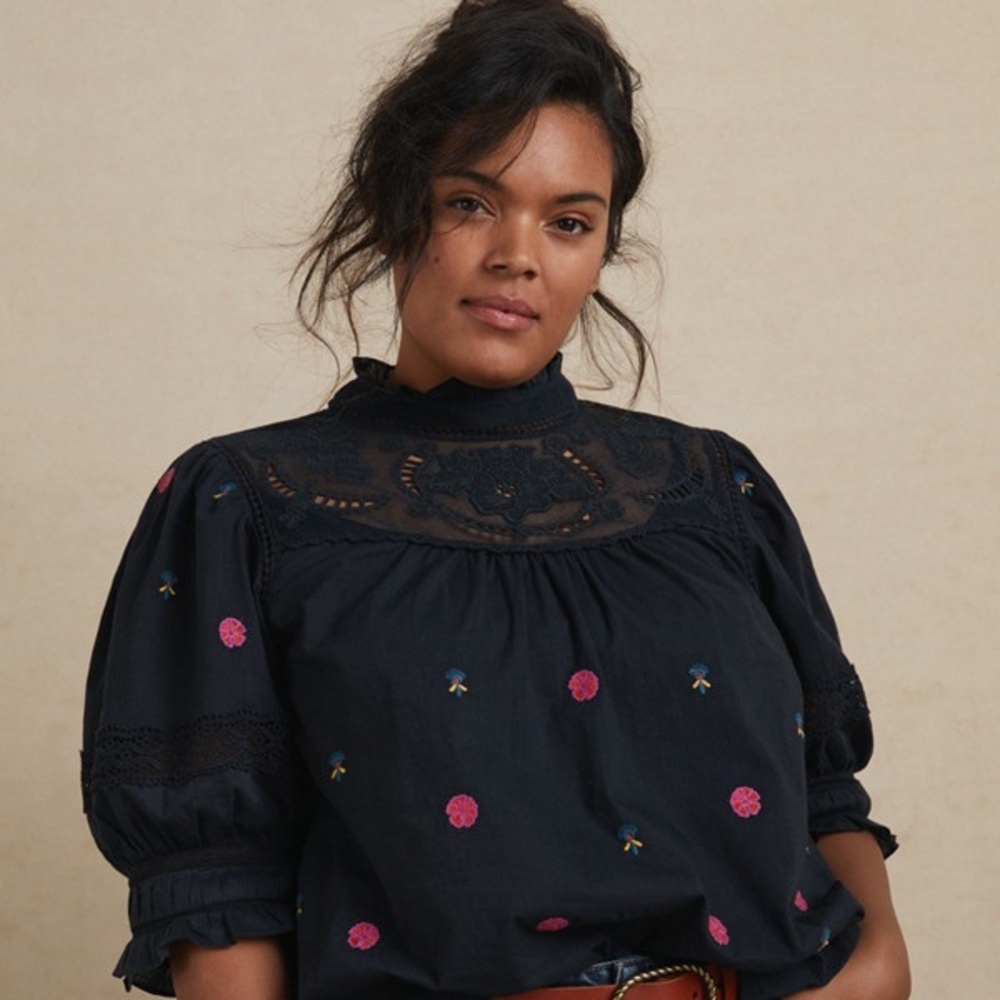 Embroidered Black Blouse